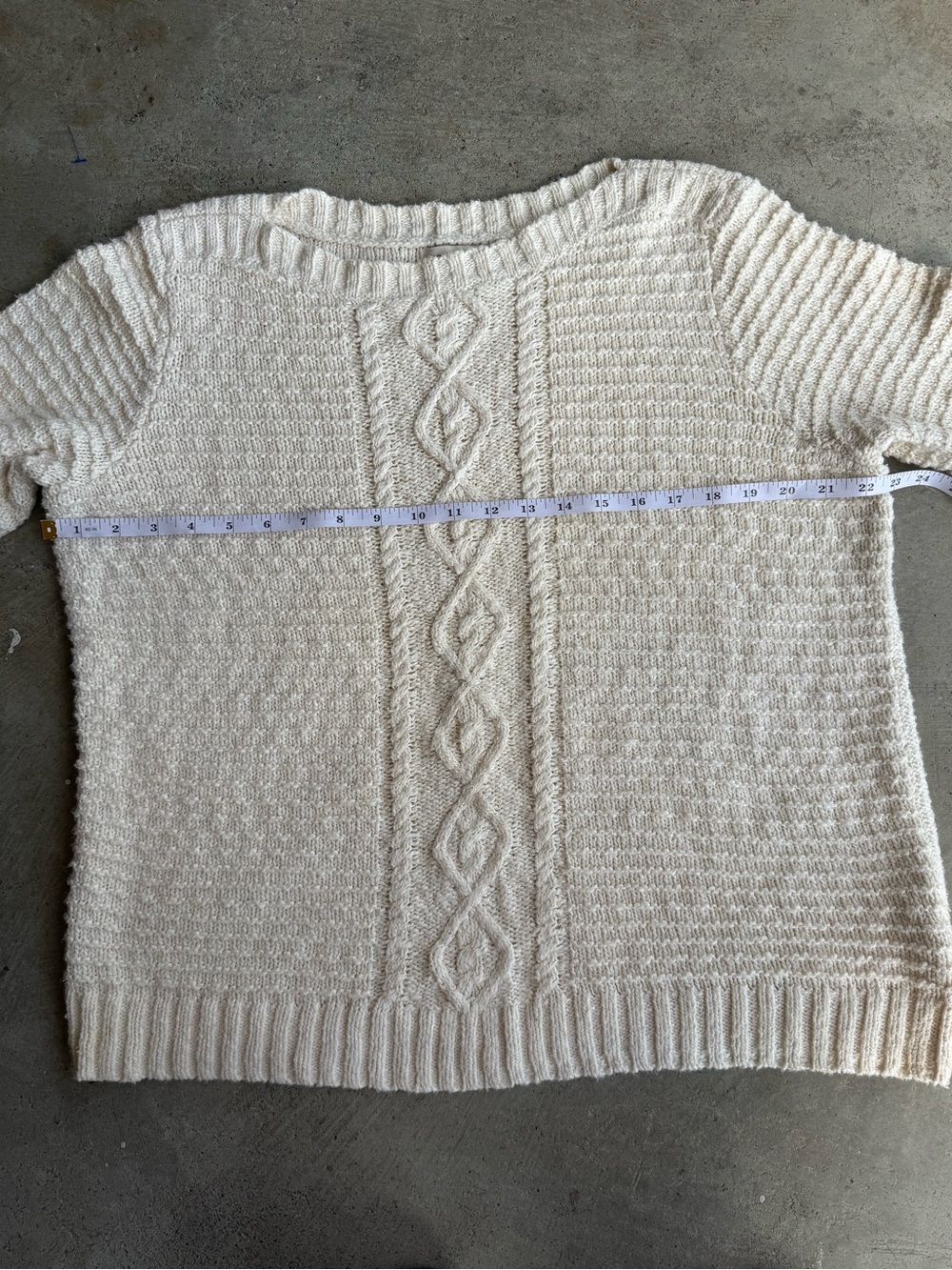 Jones New York Cream Cable-Front Crewneck Sweater XL Cotton Cottagecore Coastal - Picture 11 of 14